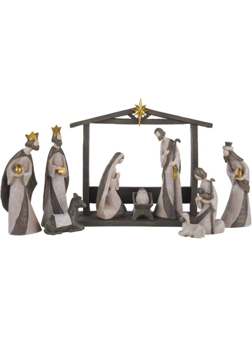 10-Piece Holy Family Nativity Set - Silent Night Manger Scene Decor
